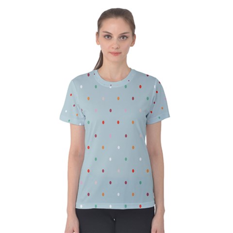 Polka Dot Flooring Blue Orange Blur Spot Women s Cotton Tee by Mariart