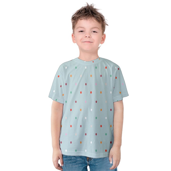 Polka Dot Flooring Blue Orange Blur Spot Kids  Cotton Tee