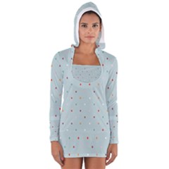 Polka Dot Flooring Blue Orange Blur Spot Women s Long Sleeve Hooded T-shirt by Mariart