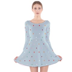 Polka Dot Flooring Blue Orange Blur Spot Long Sleeve Velvet Skater Dress by Mariart