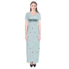 Polka Dot Flooring Blue Orange Blur Spot Short Sleeve Maxi Dress by Mariart