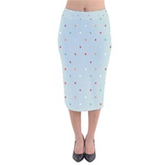 Polka Dot Flooring Blue Orange Blur Spot Velvet Midi Pencil Skirt by Mariart