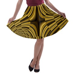 Fractal Golden River A-line Skater Skirt by Simbadda