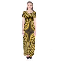 Fractal Golden River Short Sleeve Maxi Dress by Simbadda