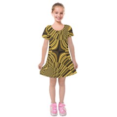 Fractal Golden River Kids  Short Sleeve Velvet Dress