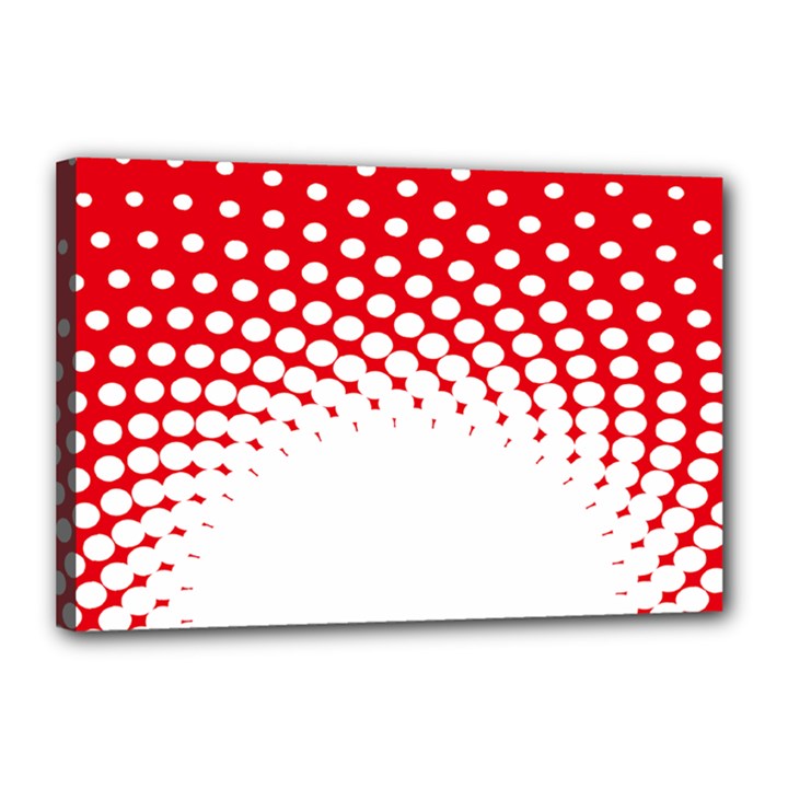 Polka Dot Circle Hole Red White Canvas 18  x 12 