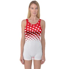 Polka Dot Circle Hole Red White One Piece Boyleg Swimsuit by Mariart