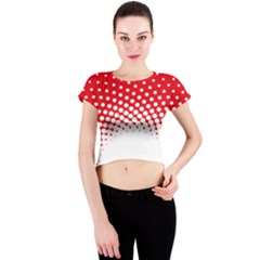 Polka Dot Circle Hole Red White Crew Neck Crop Top