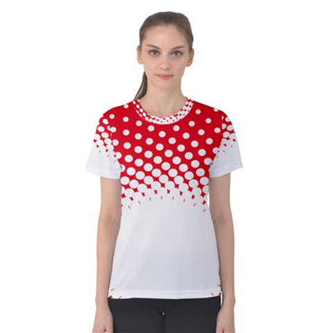 Polka Dot Circle Hole Red White Women s Cotton Tee by Mariart