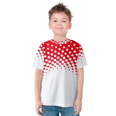 Polka Dot Circle Hole Red White Kids  Cotton Tee by Mariart