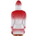 Polka Dot Circle Hole Red White Women s Long Sleeve Hooded T-shirt View2