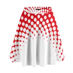 Polka Dot Circle Hole Red White High Waist Skirt