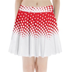 Polka Dot Circle Hole Red White Pleated Mini Skirt