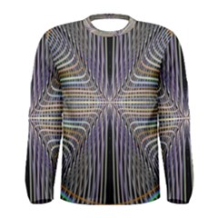 Color Fractal Symmetric Wave Lines Men s Long Sleeve Tee by Simbadda