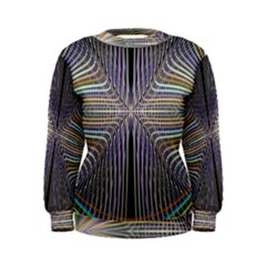 Color Fractal Symmetric Wave Lines Women s Sweatshirt by Simbadda