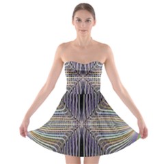 Color Fractal Symmetric Wave Lines Strapless Bra Top Dress by Simbadda