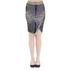 Color Fractal Symmetric Wave Lines Midi Wrap Pencil Skirt