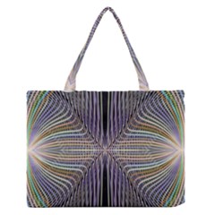 Color Fractal Symmetric Wave Lines Medium Zipper Tote Bag