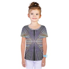 Color Fractal Symmetric Wave Lines Kids  One Piece Tee