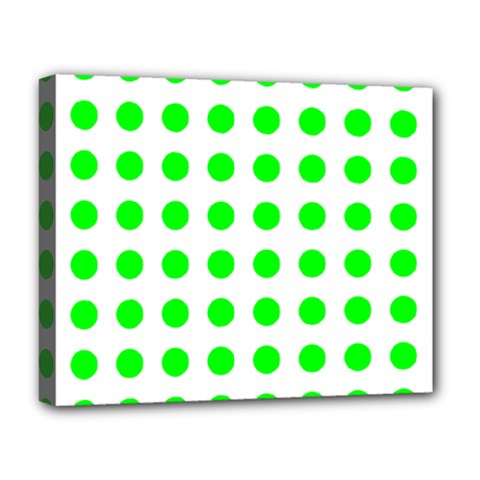 Polka Dot Green Deluxe Canvas 20  X 16   by Mariart