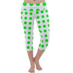 Polka Dot Green Capri Yoga Leggings by Mariart