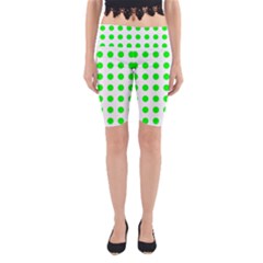 Polka Dot Green Yoga Cropped Leggings by Mariart