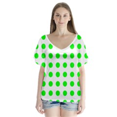 Polka Dot Green Flutter Sleeve Top