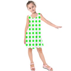 Polka Dot Green Kids  Sleeveless Dress