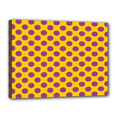 Polka Dot Purple Yellow Orange Canvas 16  X 12  by Mariart