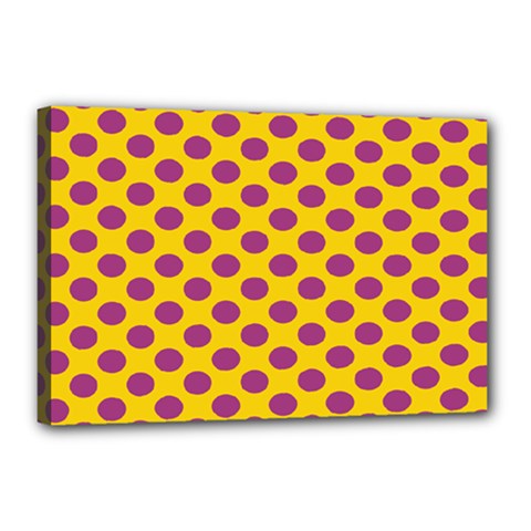 Polka Dot Purple Yellow Orange Canvas 18  X 12  by Mariart