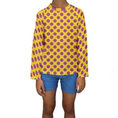 Polka Dot Purple Yellow Orange Kids  Long Sleeve Swimwear by Mariart