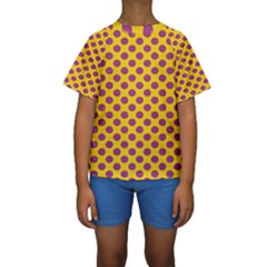 Polka Dot Purple Yellow Orange Kids  Short Sleeve Swimwear by Mariart