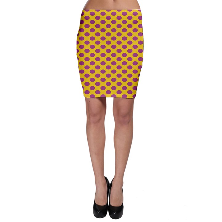 Polka Dot Purple Yellow Orange Bodycon Skirt