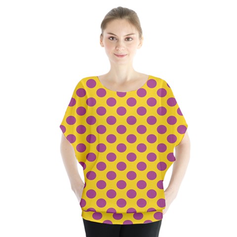 Polka Dot Purple Yellow Orange Blouse by Mariart