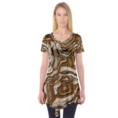 Fractal Background Mud Flow Short Sleeve Tunic 