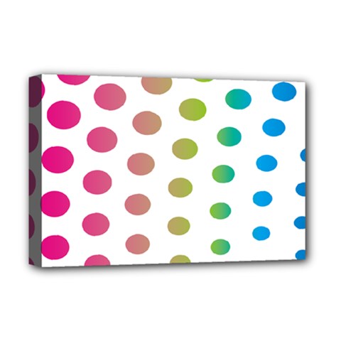 Polka Dot Pink Green Blue Deluxe Canvas 18  X 12   by Mariart