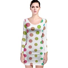 Polka Dot Pink Green Blue Long Sleeve Bodycon Dress by Mariart