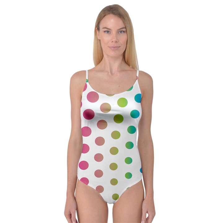 Polka Dot Pink Green Blue Camisole Leotard 