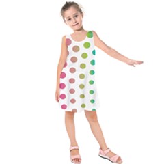 Polka Dot Pink Green Blue Kids  Sleeveless Dress by Mariart