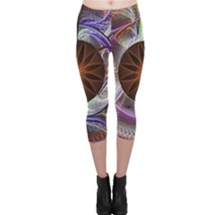 Background Image With Hidden Fractal Flower Capri Leggings  by Simbadda