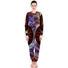 Background Image With Hidden Fractal Flower Onepiece Jumpsuit (ladies)  by Simbadda