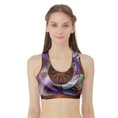 Background Image With Hidden Fractal Flower Sports Bra With Border by Simbadda