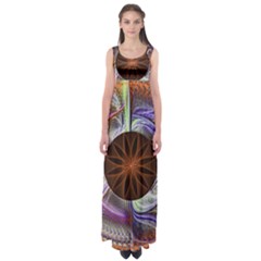 Background Image With Hidden Fractal Flower Empire Waist Maxi Dress by Simbadda