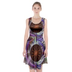 Background Image With Hidden Fractal Flower Racerback Midi Dress by Simbadda