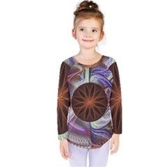 Background Image With Hidden Fractal Flower Kids  Long Sleeve Tee