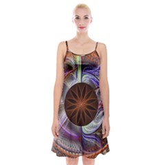 Background Image With Hidden Fractal Flower Spaghetti Strap Velvet Dress