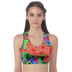 Background With Fractal Digital Cubist Drawing Sports Bra by Simbadda