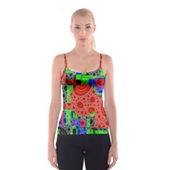 Background With Fractal Digital Cubist Drawing Spaghetti Strap Top by Simbadda