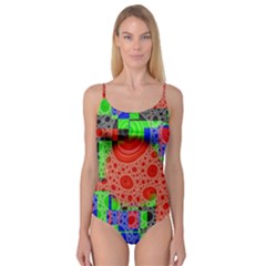 Background With Fractal Digital Cubist Drawing Camisole Leotard  by Simbadda