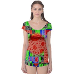 Background With Fractal Digital Cubist Drawing Boyleg Leotard  by Simbadda